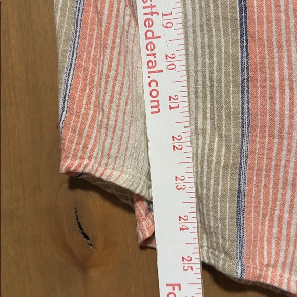 Liverpool Los Angeles Womens Blue Peach Tan Striped Collared Button Down Shirt S - Picture 7 of 8